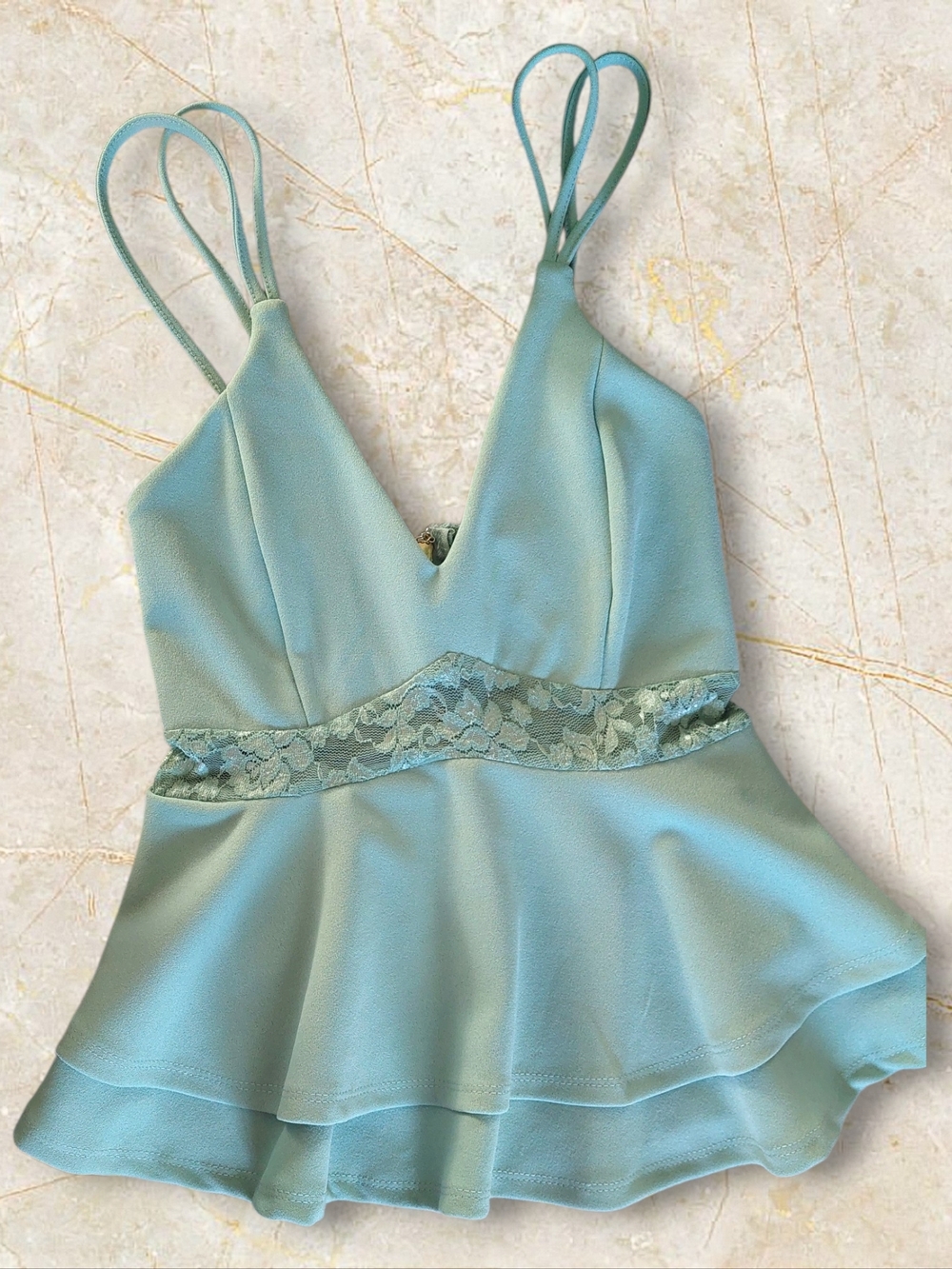 Revamped Green-Blue Lace Detailed Camisole size Small NWOT